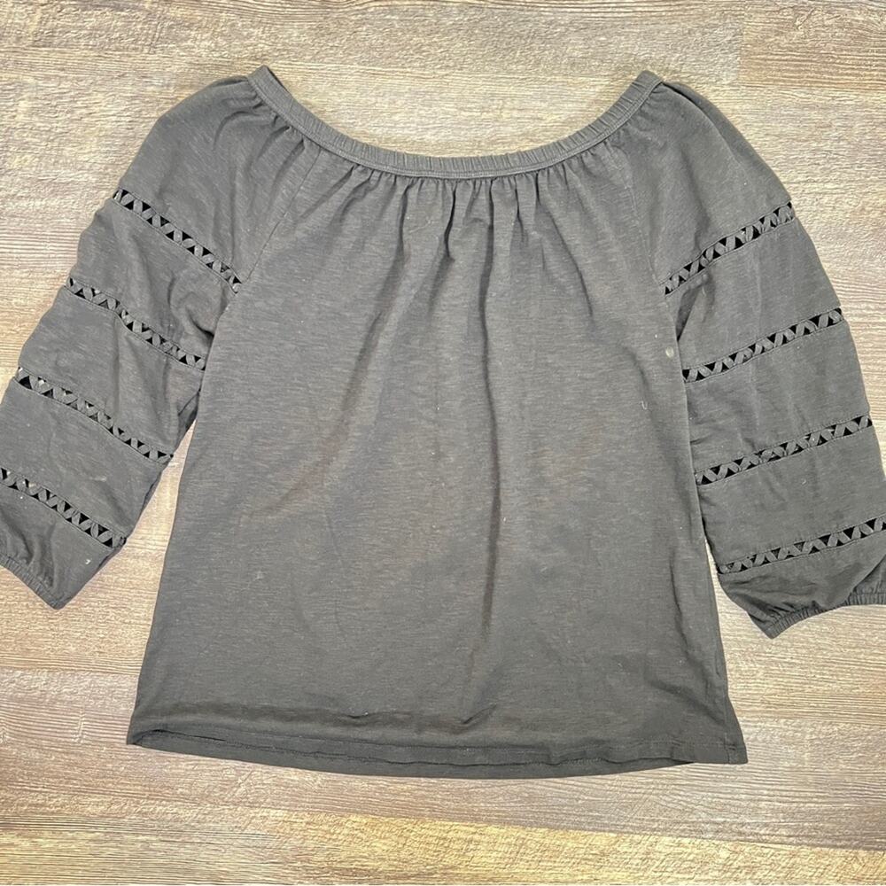 Talbots Black Off-Shoulder Knit Blouse Top Shirt Size small petite SP B129
